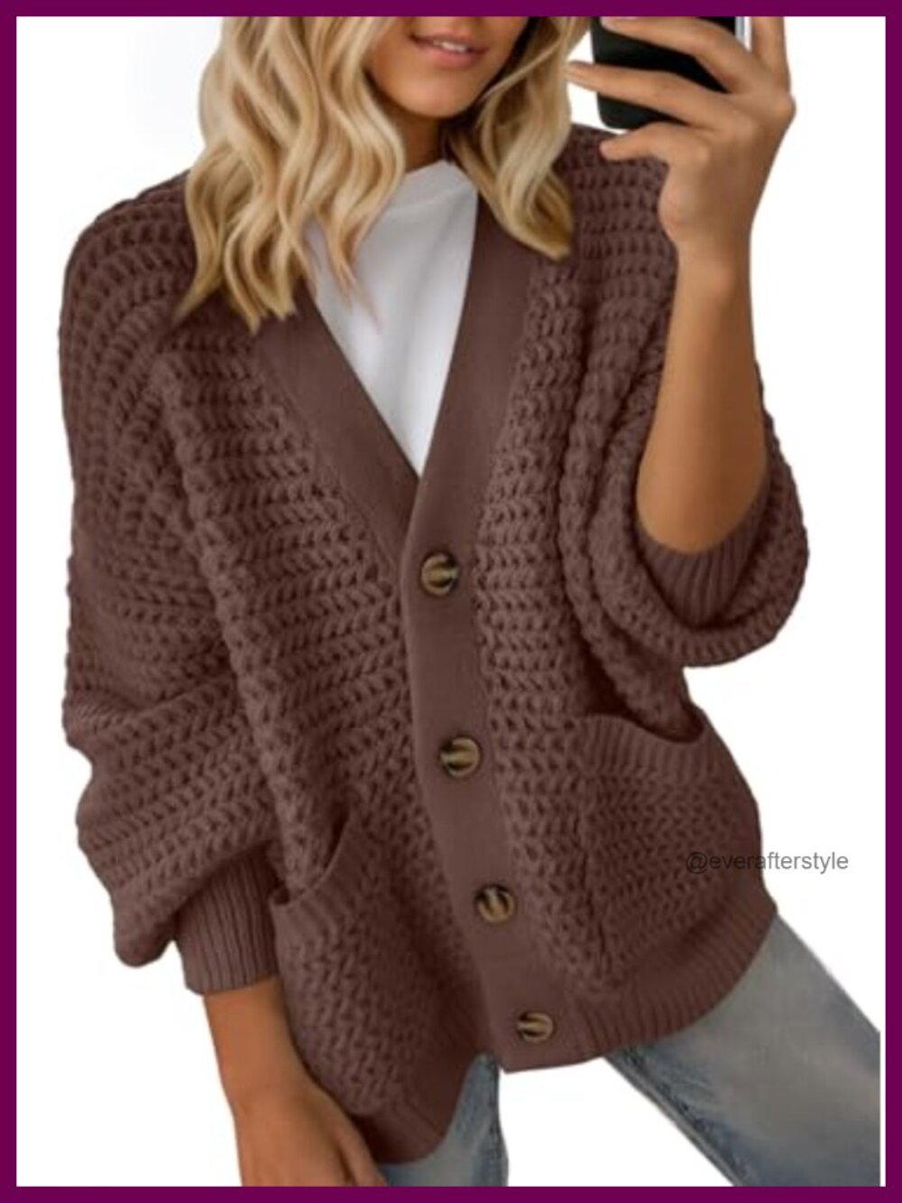 Womens Open Front Chunky Knit Cardigan Long Sleeve Loose Fit Sweater